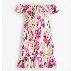 Off-The-Shoulder Smocked Mini Dress